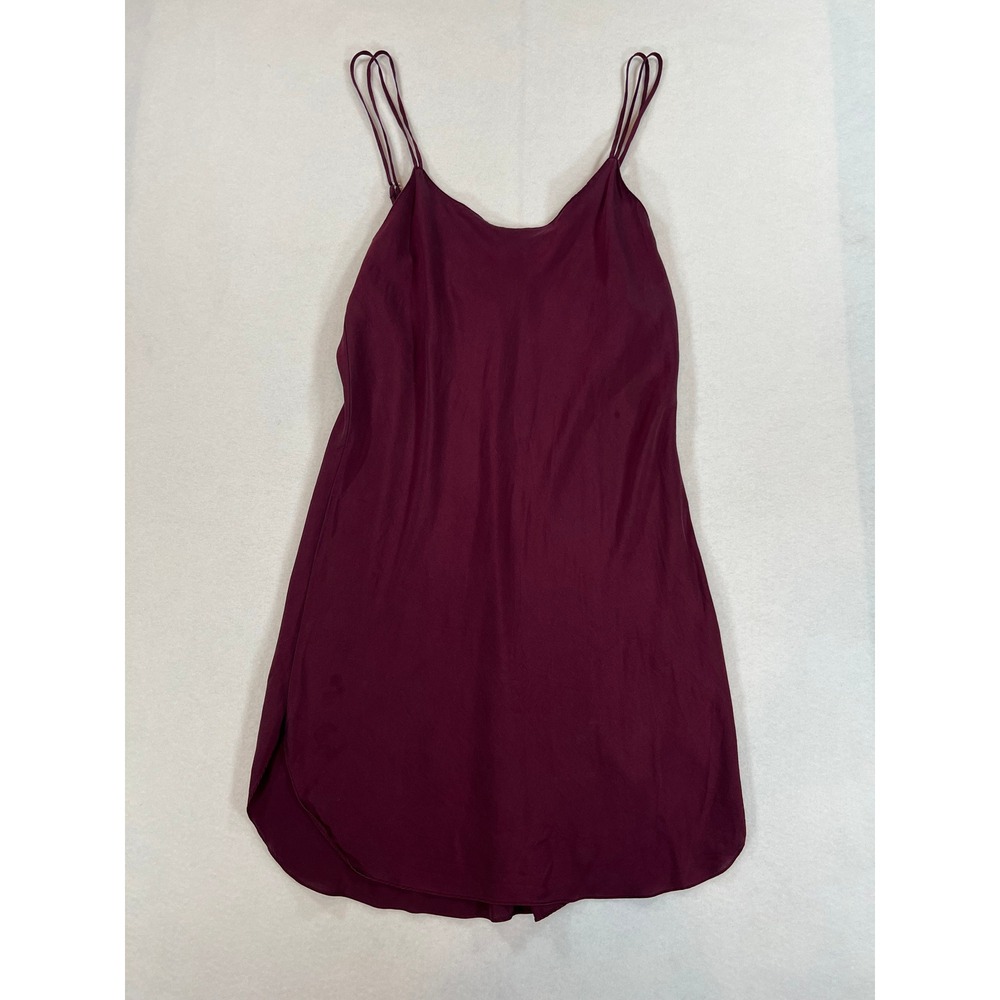 Valerie Stevens Pure Silk Slip Dress Burgundy Wine Chemise Coquette Sleepwear